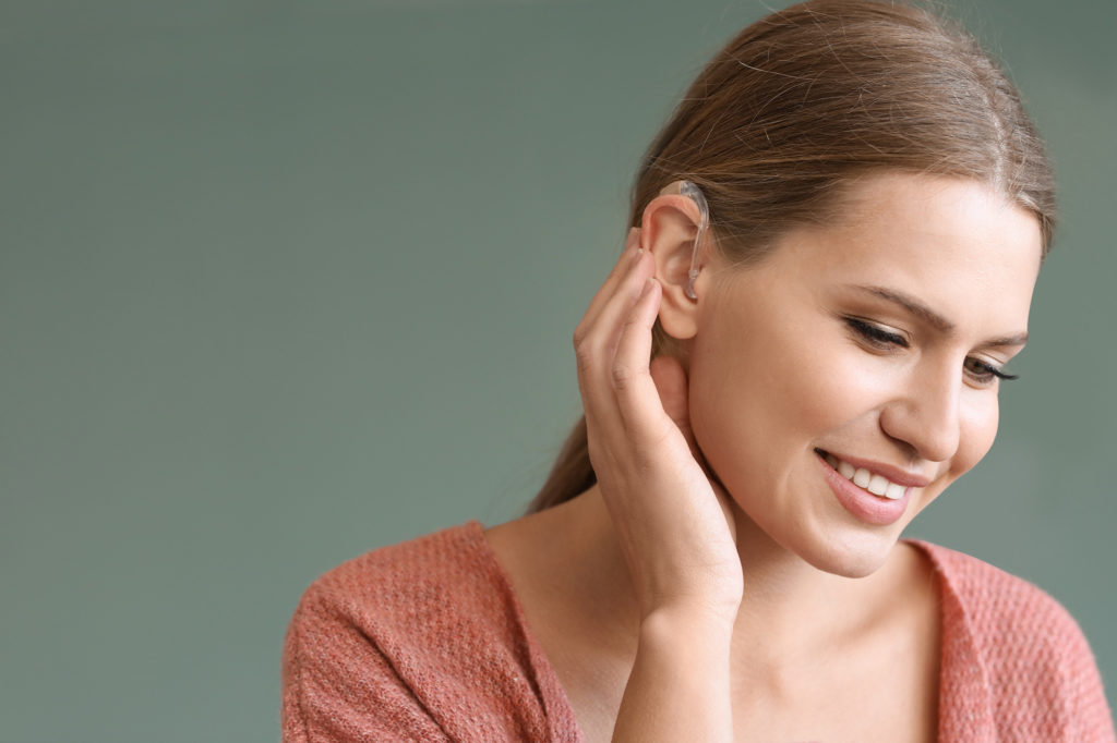 woman with hearing aid